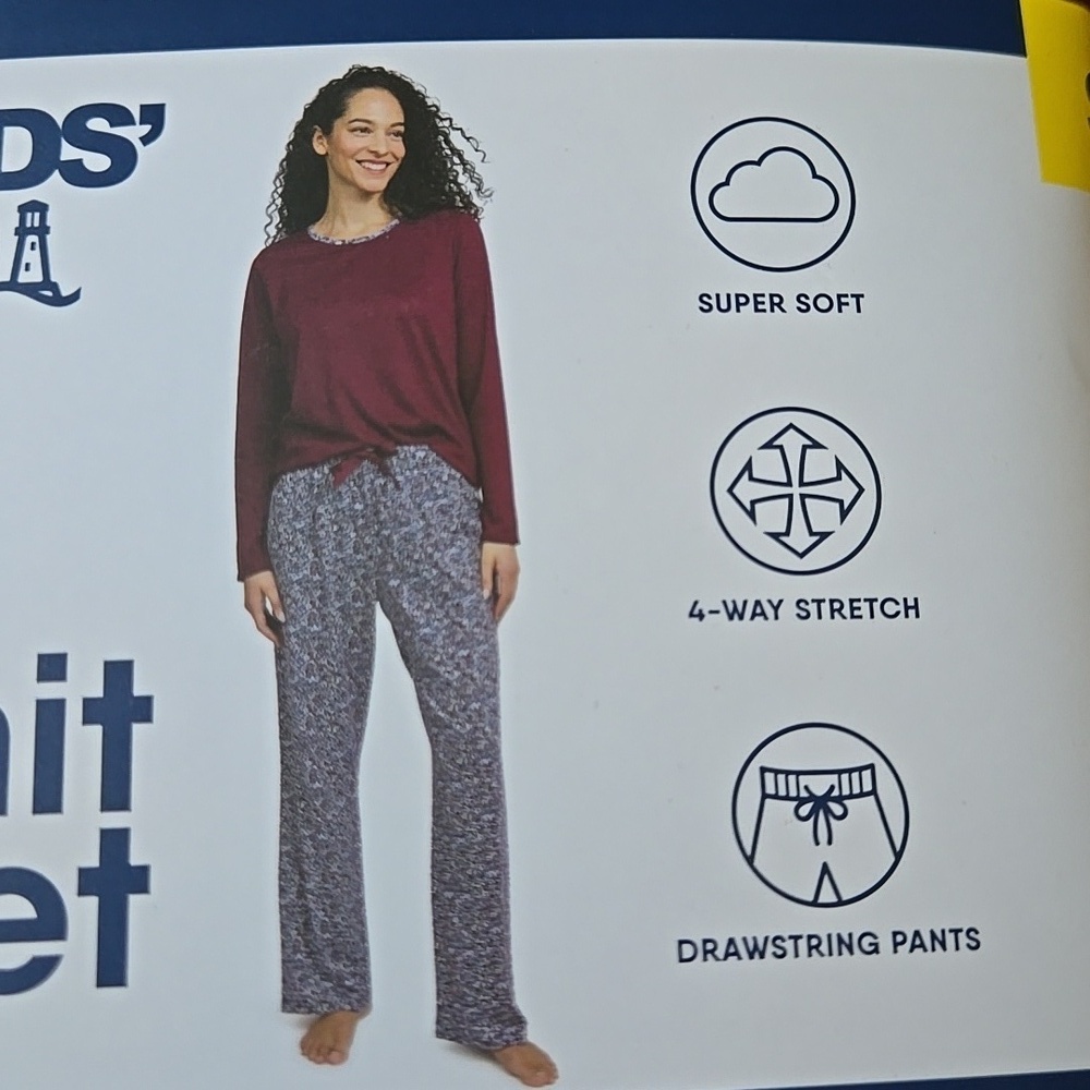 Lands' End Women's Knit 2 Piece Pajama Set - Picture 3 of 6